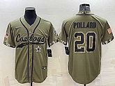 Men's Dallas Cowboys #20 Tony Pollard 2022 Olive Salute to Service Cool Base Stitched Baseball Jersey,baseball caps,new era cap wholesale,wholesale hats
